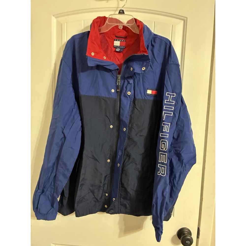 Vintage 90s Tommy Hilfiger Color Block Rain Jacket Size 2XLT